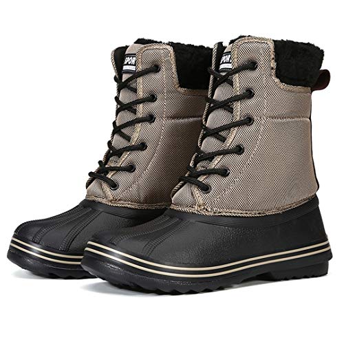 TH&Meoostny Hombres Senderismo Botas Cuero Nieve Botas de Trabajo Impermeable Botas Altas Trekking Botas Tácticas Caza Al Aire Libre Khaki Women 38