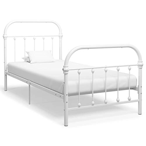 Tidyard Estructura de Cama de Metal Blanco 100x200 cm