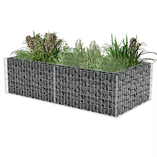 Tidyard Gaviones para Piedras con Soldadura Maceta Gavión Cesta de Gaviones de Alambre Galvanizado Decoración de Jardín Patio Trasero 180x90x50cm