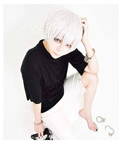 Tokyo COSPLAZA de la peluca ghoul de Navidad Ken pelucas Cosplay kaneki Halloween colour blanco y plateado pelo parte