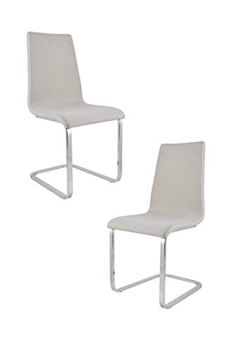 Tommychairs - Set 2 sillas London Estilo Cantilever con Patas de Acero Cromado de Alta Resistencia y Asiento en Madera Multicapa, tapizado en Tejido Color Gris Perla