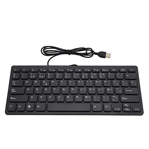 Tosuny Teclado español, Teclado español con 78 Teclas, Mini portátil con Cable, Ultrafino, silencioso, español, español, Interfaz USB para computadora de Escritorio