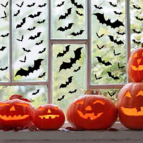 Tuopuda Halloween Pegatinas para Pared 3d Murciélagos Halloween Decoración Pared Pegatinas Props 60 pcs