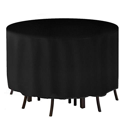 Tvird Funda para Muebles Impermeable,420D Tela Oxford Cubierta Mesa de Jardín Round,128 * 71CM Funda Grande para Exteriores Funda Muebles Protectora Prevenir Impermeable/UV/Viento(Negro)