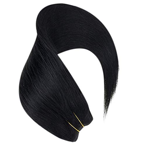 Une Pieza Halo on Hair Extension Natural Largo para Mujer Remy Pelo Humano Halo/Fish Line Extensiones de Cabello 1 Jet Negro 18Pulgada 80g