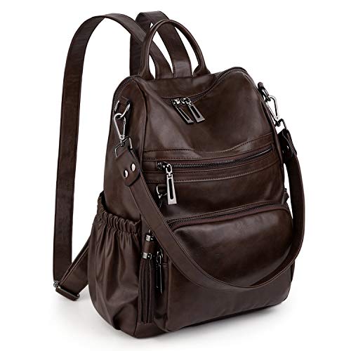 UTO - Bolso Mochila de Mujer Cuero Sintético Brillante Durable Bolso Bandolera Bolso Escolar con Bolsillos Laterales con Borlas