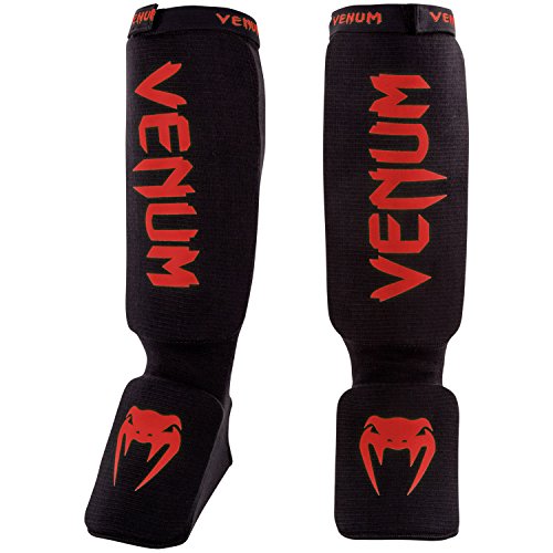 VENUM VENUM-0480-100 Espinilleras de Boxeo, Unisex Adulto, Negro/Rojo, Talla Única