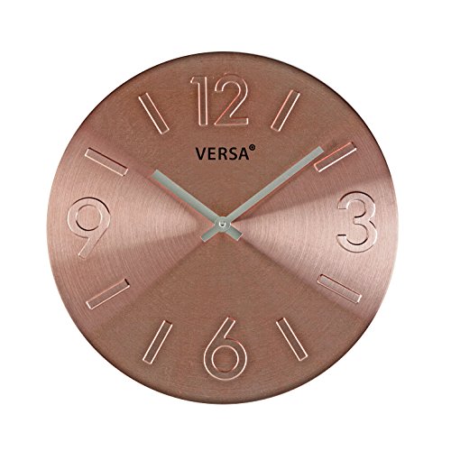 Versa 18560231 Reloj de pared Cobre, Ø35,5cm diámetro, Aluminio, Analógico