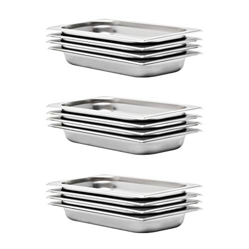 vidaXL 12x Bandejas Gastronorm de Alimentos GN 1/3 Utensilios Cocina Calientaplatos Plato Platillo Comida Buffet Baño María 40 mm Acero Inoxidable