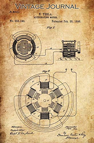 Vintage Journal: Nikola Tesla Alternating Motor Patent, 1896, Matte Cover