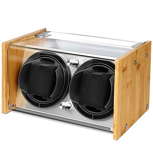 Watch Winder Smith® Caja para Relojes,artesanía Patente 100% de Madera de bambú Cajas giratorias para Relojes Cualquier tamaño，AC o Motor japonés súper Tranquilo con batería