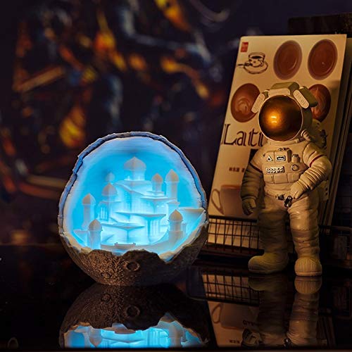 Weigeng Night Light 3D Print Lune Castle lámpara lunar lámpara como regalo para lámpara rocket amante 20 cm