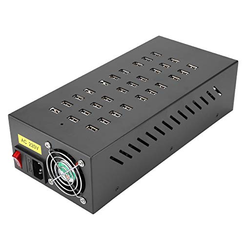 Wendry Hub USB de 30 Puertos, Protección de Seguridad Múltiple Inteligente Incorporada Cargador Rápido de Alta Potencia para Teléfono Móvil, Estación de Carga USB (100-240V)(UE)