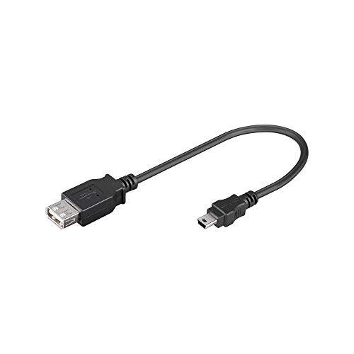 Wentronic 0.2m USB 2.0 0.2m USB A Mini-USB B Macho Hembra Negro - Cable USB (0,2 m, USB A, Mini-USB B, Macho/Hembra, Negro)