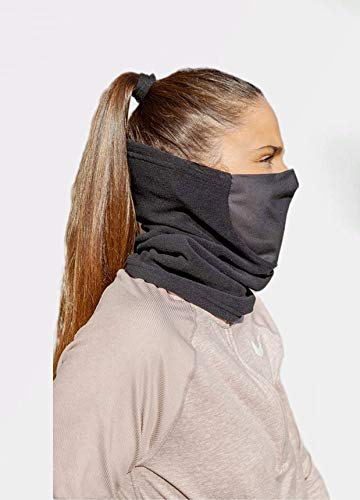 Windblock: Braga de Cuello con mascarilla incorporada- Reutilizable - Adaptable - Compatible con la Norma UNE 0065 :2020 - Fabricada en España (Polar (+ Cálido), Negro)