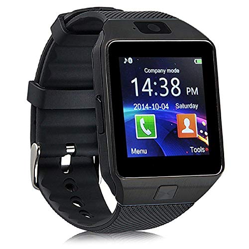 Winnes Smartwatch, Equipado Con Cámara TF / Ranura Para Tarjeta SIM, Función Impermeable Con Podómetro, Reloj Inteligente De Monitoreo Del Sueño Para Hombres Y Mujeres (Negro)