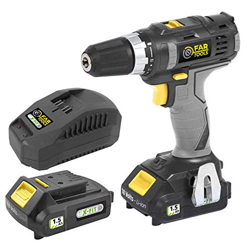 XF-DRILL Taladro sin cable Tensión 18 V, Tipo de batería Li-ion, Batería amperios 1,5/3,0 AH, máx. 33 N/M, Número de velocidades mecánicas x2,