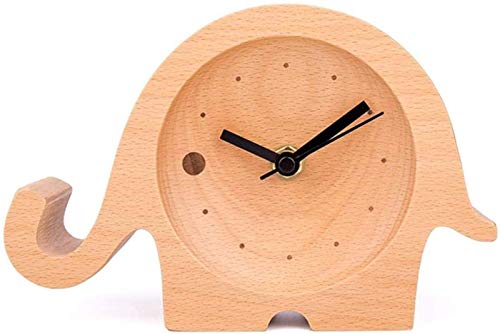 XJZKA Reloj de Mesa Artesanía de Madera Creativo Madera Maciza Forma de Elefante Reloj Niño Reloj de Escritorio Reloj de Cama Hogar Sala de Estar Estudio Decoración