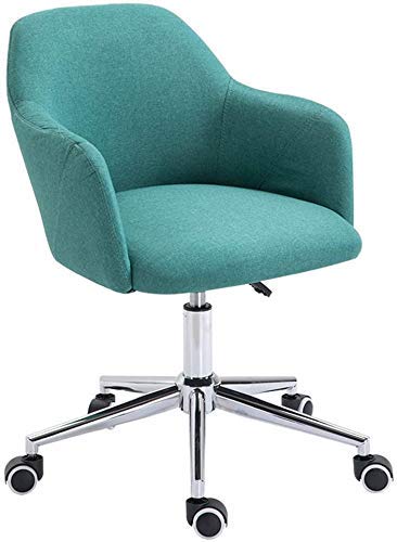 XYSQWZ Silla Giratoria De Tela para Muebles Silla De Oficina Llena De Muebles para El Hogar/Oficina Rotación De Lino Ajustable con Almohada Adecuada para Salón Sala De Estar (Color: Azul Pavo Real)