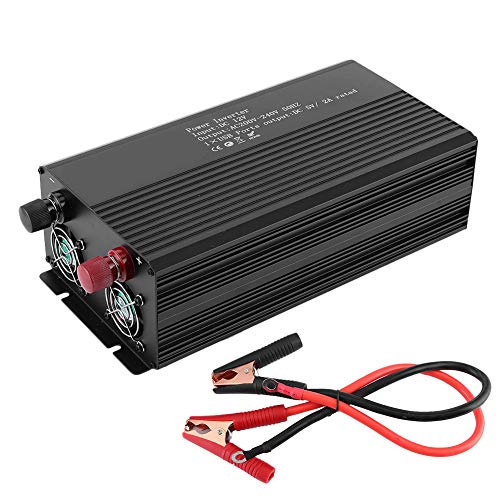 Yctze Convertidor de corriente para coche, 12V a 220V Solar 5000W Inversor doméstico de onda sinusoidal pura Transformador de aleación de aluminio Enchufe de la UE