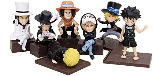 YDDM Japón Anime una Pieza 7 unids/Set Q Luffy Ace Sanji Trafalgar Law Mihawk PVC Figura Modelo