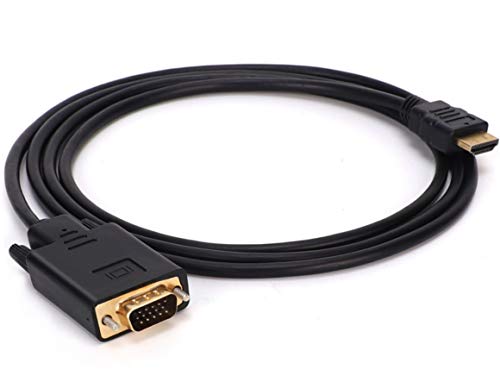 Yiany Cable adaptador HDMI a VGA chapado en oro 1080P HDMI macho a VGA macho, compatible con ordenador, portátil, PC, monitor, proyector, HDTV, DVD, Xbox - 1,8 m