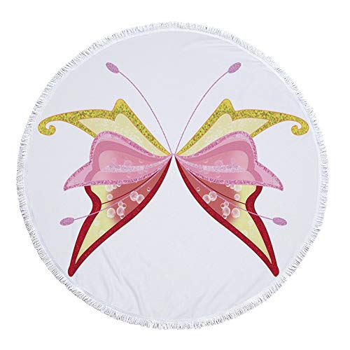 Yinghesheng Alas de Angel Toalla de Playa Toallas de Baño Redondas Grandes de Secado Rápido con borlas Estera de Yoga Redonda Manta de Playa para Niños, Niñas y Niños, 150 CM x 150 CM,Angel 7