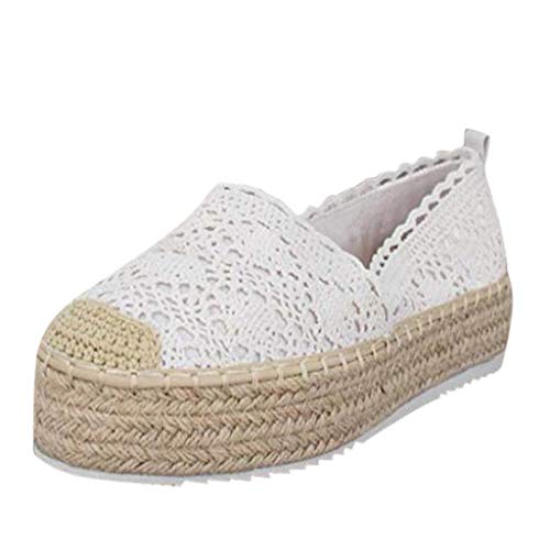 YWLINK Plataforma Hueca para Mujer Zapatos Casuales Color SóLido Transpirable CuñA Alpargatas Antideslizante CóModo Zapatos Romanos Bohemia TamañO Grande Fiesta Deportes Al Aire Libre(Blanco,37EU)