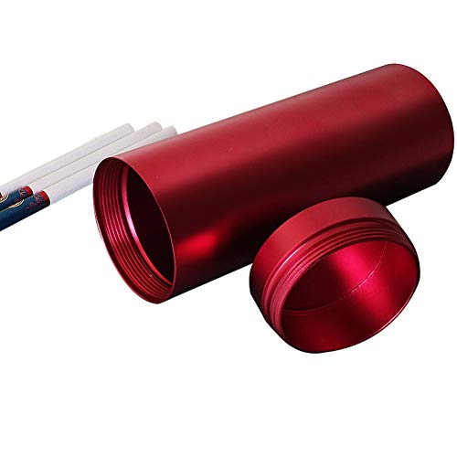 YXZN Pitilleras de Metal para Hombres y Mujeres Caja de Cigarrillos portátil de Acero Inoxidable Tubos de Cigarrillos Impermeables a Prueba de Humedad de Gran Capacidad (Red, 118x45mm)