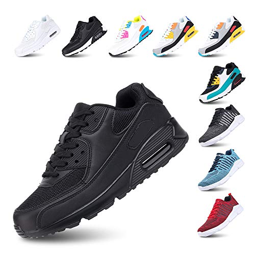 Zapatillas de Running para Hombre Mujer Ligero Correr Air Atléticos Sneakers Comodos Fitness Deportes Calzado Negro 38