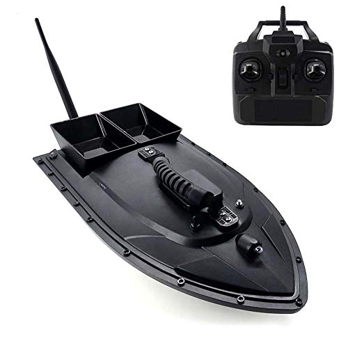 ZDSKSH Barco de Cebo de Pesca 500m con luz de Noche LED, 2 Motores y 2 Papelera de Cebo RC Bait Boat con 1.5kg Carga, Barco de Cebo de Pesca de Control Remoto para Piscinas y Lagos