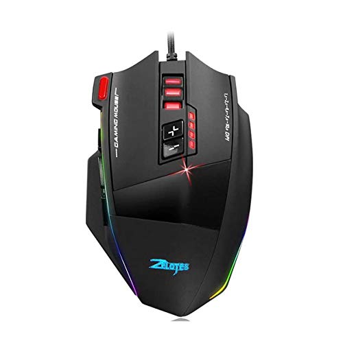 Zelotes C13 Gaming Mouse, AFUNTA LED Optical Gaming Mouse cableado con 13 Botones programables, Compatible con PC Mac Laptop, dpi 1500/2500/4000/7000/10000