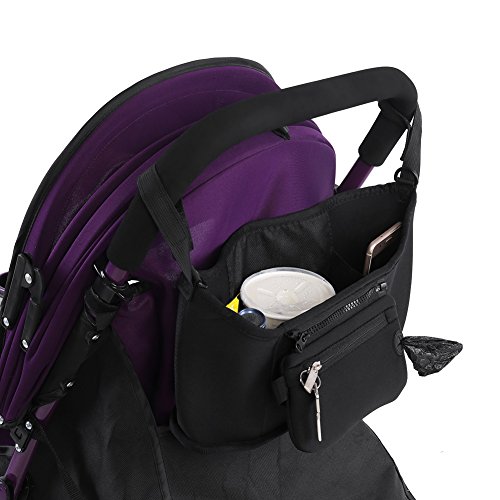 Zerodis Universal Bebé infantil Bolsa de cochecito, 2 en 1 pañal Tote Storage Carriage Bag Buggy Cochecito de bebé Organizador Cochecito Accesorios(Negro)