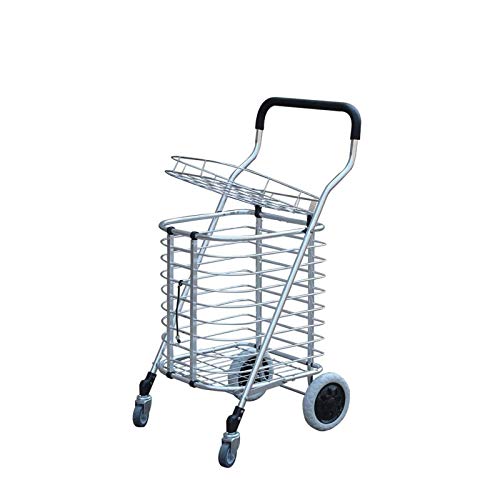 ZLHW Carro de la Compra Carritos de Servicios públicos portátiles Trolley Plegable Peso Ligero Escalera Carrera de Aluminio con Tapa, metálico