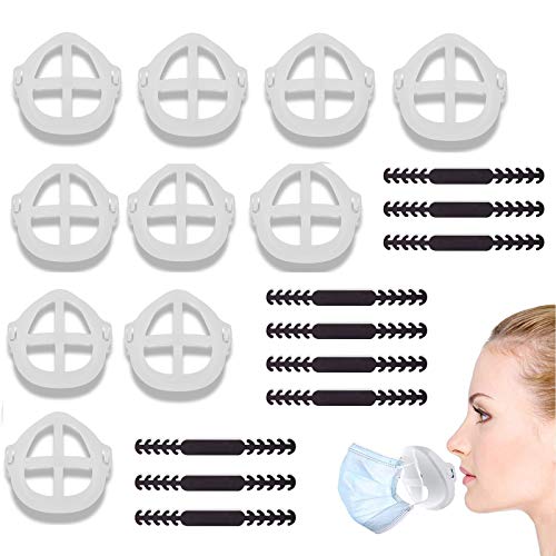 [2 en 1]Conjunto de soporte y extensor de máscara facial 3D[20 piezas]Protector facial de silicona KarDition[Reutilizable] Soporte de marco de máscara, Extensor de correa de máscara [Antideslizante]…