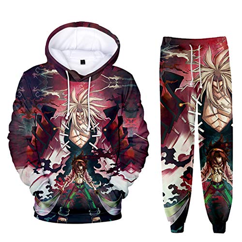 3D Shaman King Conjunto de ropa de manga larga para unisex Sudadera con capucha + pantalón largo (6,XS)