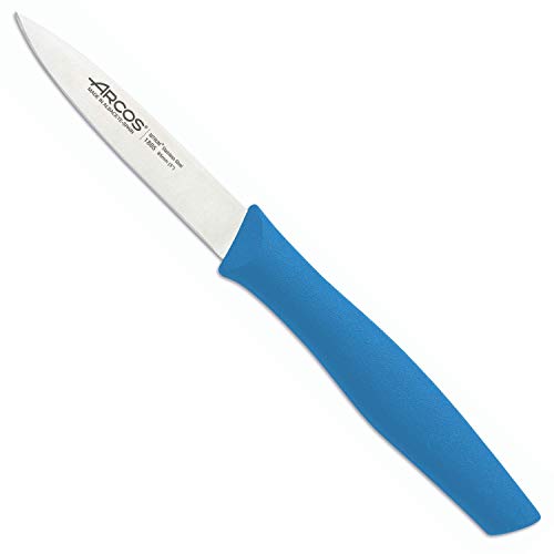 Arcos Serie Nova, Cuchillo Mondador, Hoja de Acero Inoxidable de 85 mm, Mango de Polipropileno Color Azul