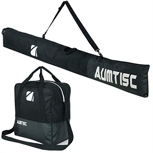 AUMTISC Bolsa De Esquí Y Bolsa De Barco Combinadas Y Acolchadas para 1 Par De Botas De Esquí Bolsa De Esquí con Longitud Ajustable hasta 200 Cm Acolchado Negro