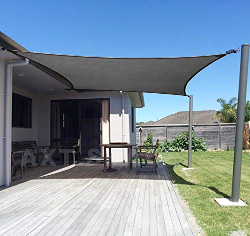 AXT SHADE Toldo Vela de Sombra Rectangular 3 x 4 m, protección Rayos UV y HDPE Transpirable para Patio, Exteriores, Jardín, Color Gris