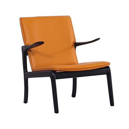 BESISOON Sofá Butaca Moderna con Negro Madera Acabado Patas y el Asiento de Piel de Naranja Respaldo for la Sala de Estar y Dormitorio Salón Sillón Silla reclinable (Color : Orange, Size : Free Size)