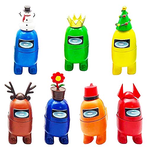 BESTZY Among Us Figuras en Miniatura 7PCS Among Us Figure Toy Entre Nosotros Juguetes Navidad DIY Figuras de Jardín Decoraciones Adornos de Mesa Escritorio Figuras de Juguete Lindas Colección