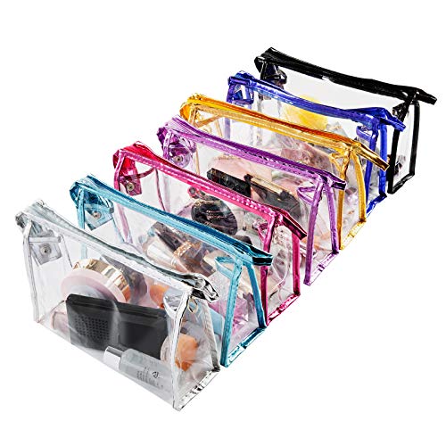 Bolsas de Aseo Transparente, Comius Sharp 7 Piezas Bolsa de Maquillaje para Viajes Bolsa de Cosmética Transparente de PVC Portátil para Vacaciones, Viajes, Baño, Prácticos de Moda