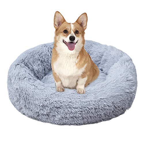 Brthspob Cama Perros Redonda cojín Gatos sofá para Perros Donut Camas de Gatos Perros de Donut con Parte Inferior Antideslizante, Cómodo Suave y Cálida Cama