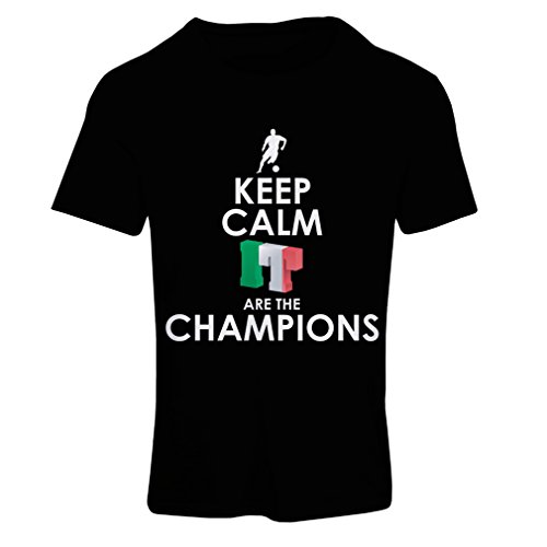 Camiseta Mujer Los Italianos Son los campeones, el Campeonato de Rusia 2018, la Copa del Mundo de fútbol, el Equipo de Aficionados de Italia (Large Negro Multicolor)