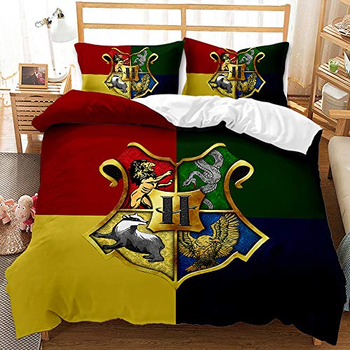 CHAOSE-ESB Ropa De Cama De 3 Piezas, 100% Microfibra Harry Potter, Juego De Ropa De Cama School of Magic Funda Nórdica Suave Y Funda De Almohada 2 Piezas (Patrón 05,(180x220 cm)-Cama de 105/135)