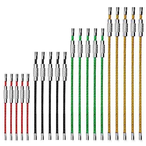 CNYMANY 20 piezas Llaveros de alambre de metal, Llaveros de cable de 4"6" 7.8"10" Llaveros de 2 mm Lazos con conector de acero inoxidable para etiquetas de identificación de equipaje para senderismo