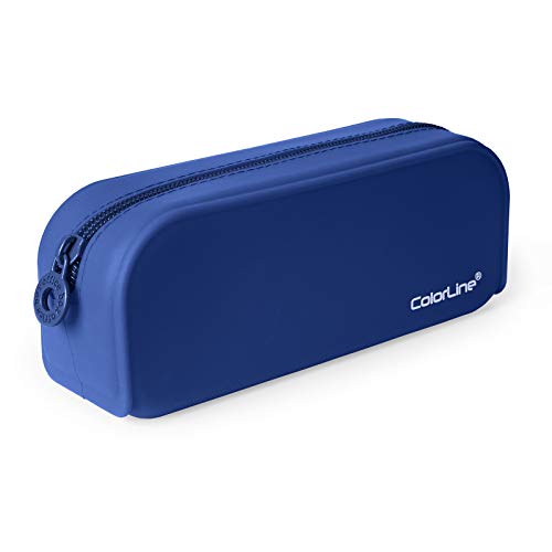 Colorline 58111 - Portatodo de Silicona con Tacto Ultra Soft de Alta Resistencia, Estuche Multiuso para Viaje, Material Escolar, Neceser y Accesorios. Color Azul Oscuro, Medidas 18 x 7 x 5 cm