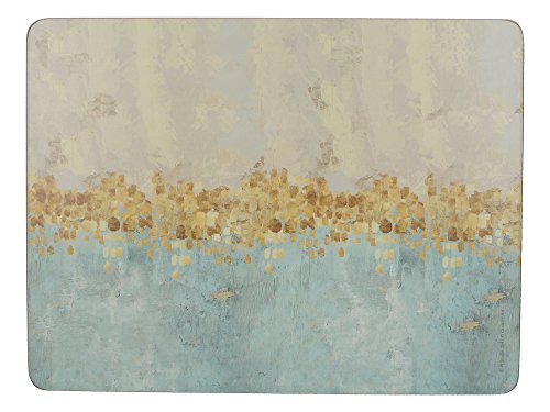 CREATIVE TOPS Premium Golden Reflections - Manteles Individuales, Base de Corcho, 30 x 22.75 cm, 6 Unidades, Color Dorado