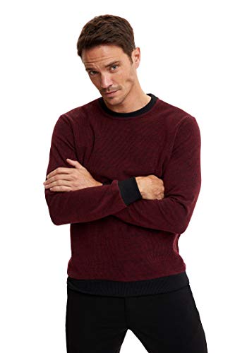 DeFacto Sudadera de punto con capucha para hombre, ajuste regular, para hombre Color burdeos. L