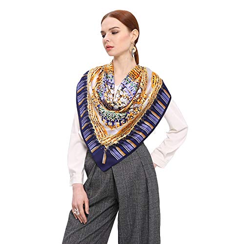 Dhmm123 Bufandas cálidas Bufanda de Seda para Dama y Bufanda antialérgica de protección contra el Cuello de Seda Pura para Mujeres (Color : Blue, Size : One Size)